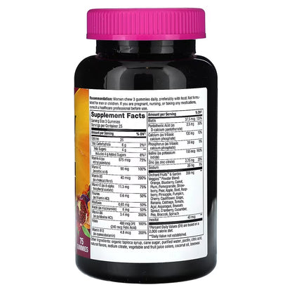 Women's Premium Gummy Multivitamin, Grape, Cherry & Blueberry Acai, 75 Gummies